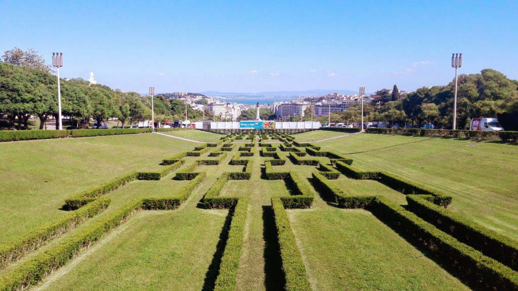 View from the Miradouro do Parque Eduardo VII, unfortunately a part is hidden by the book fair Feira do Livro