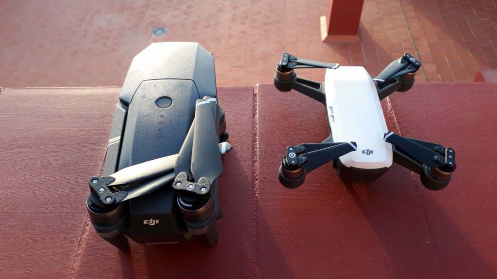 DJI Mavic Pro (folded) and DJI Spark in size comparison