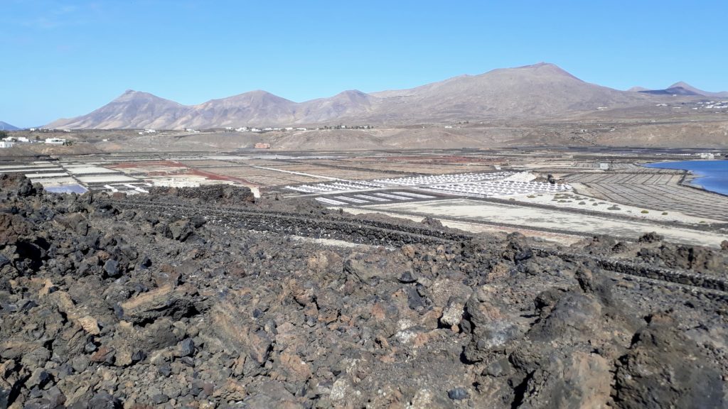 Blick auf die Salinas de Janubio