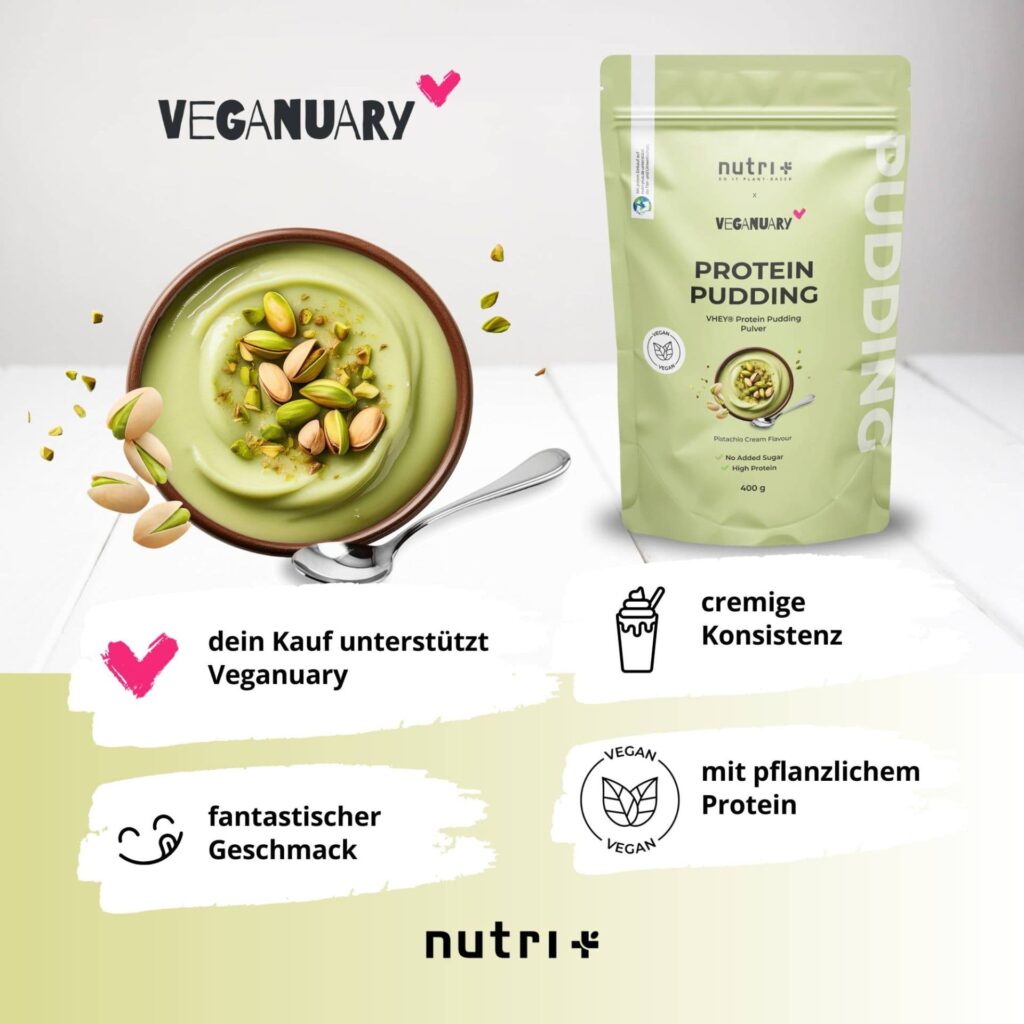 nutri+ ist mit seinem Protein‑Pudding Pistachio Cream Unterstützer des Veganuary 2026