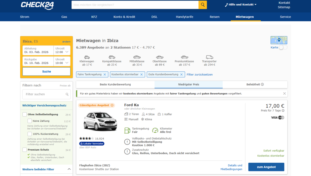 Mietwagen auf Ibiza: Dank unserer Tipps für weniger als 3 Euro pro Tag