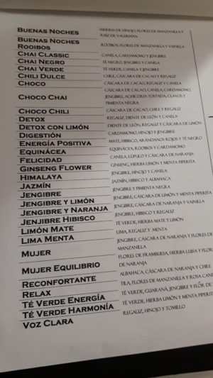 Tea selection at A Factoría Verde