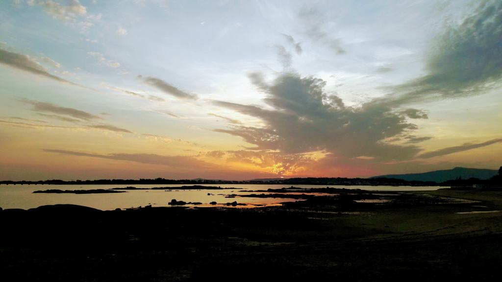 Sunset behind A Illa de Arousa