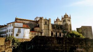 Cathedral Sé do Porto with part of the original Roman city wall in the foreground