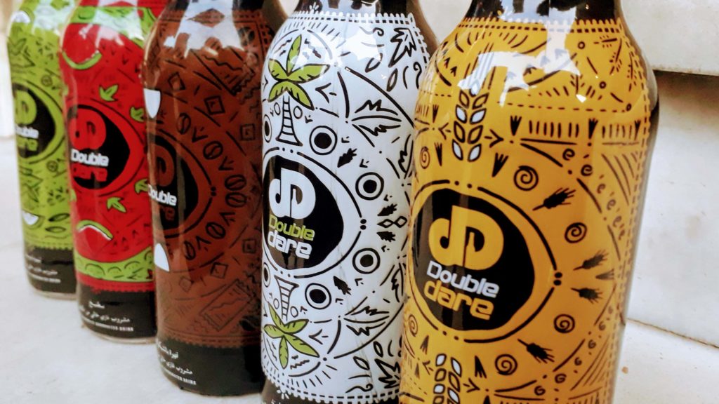 Beverage bottles of the brand Double Dare