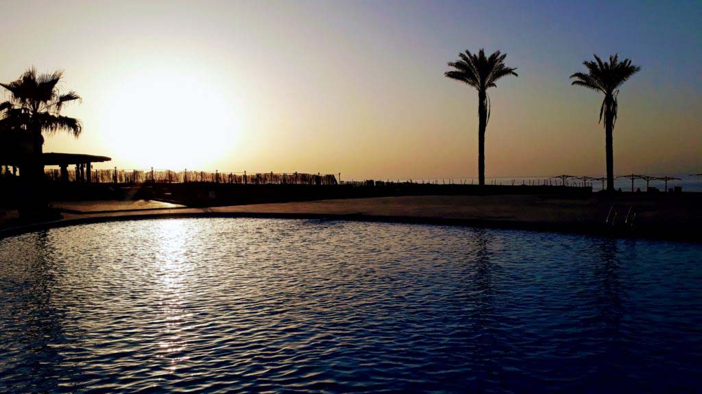 Sunset over a pool in Egypt
