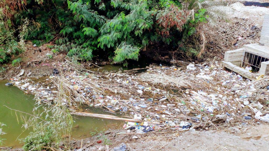 A stream that obviously serves for waste disposal