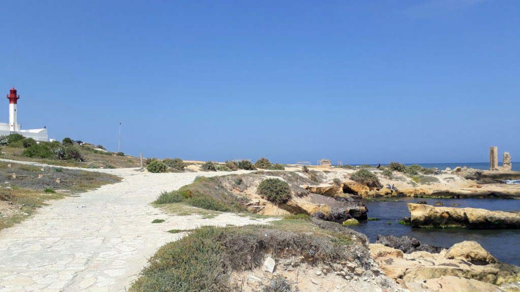 Ancient Fatimid harbor, "Sea Gate" Bab El Bhar and lighthouse on the peninsula of Mahdia
