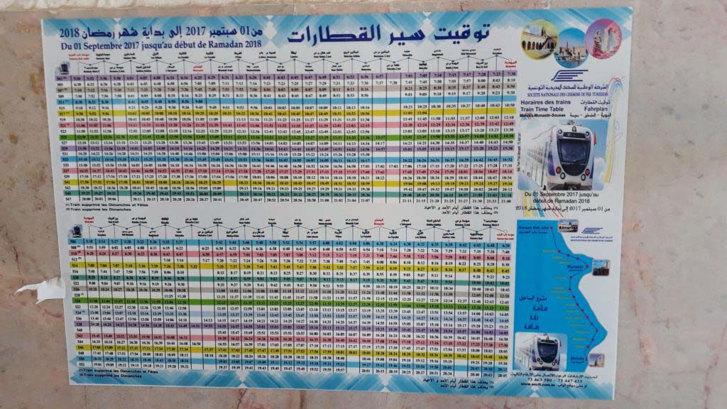 Timetable of the Métro du Sahel