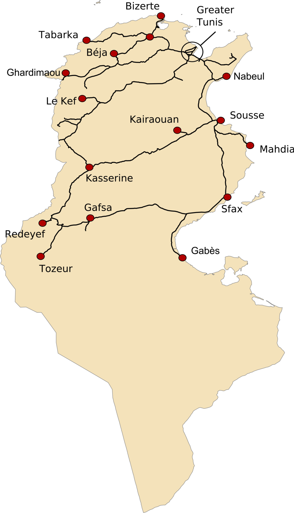 Tunisia's rail network