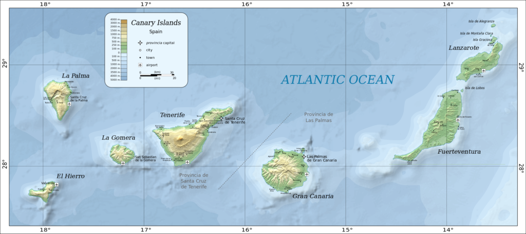 Map of the Canary Islands