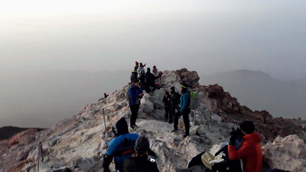At the highest peak in Spain just before sunrise: It might get crowded here