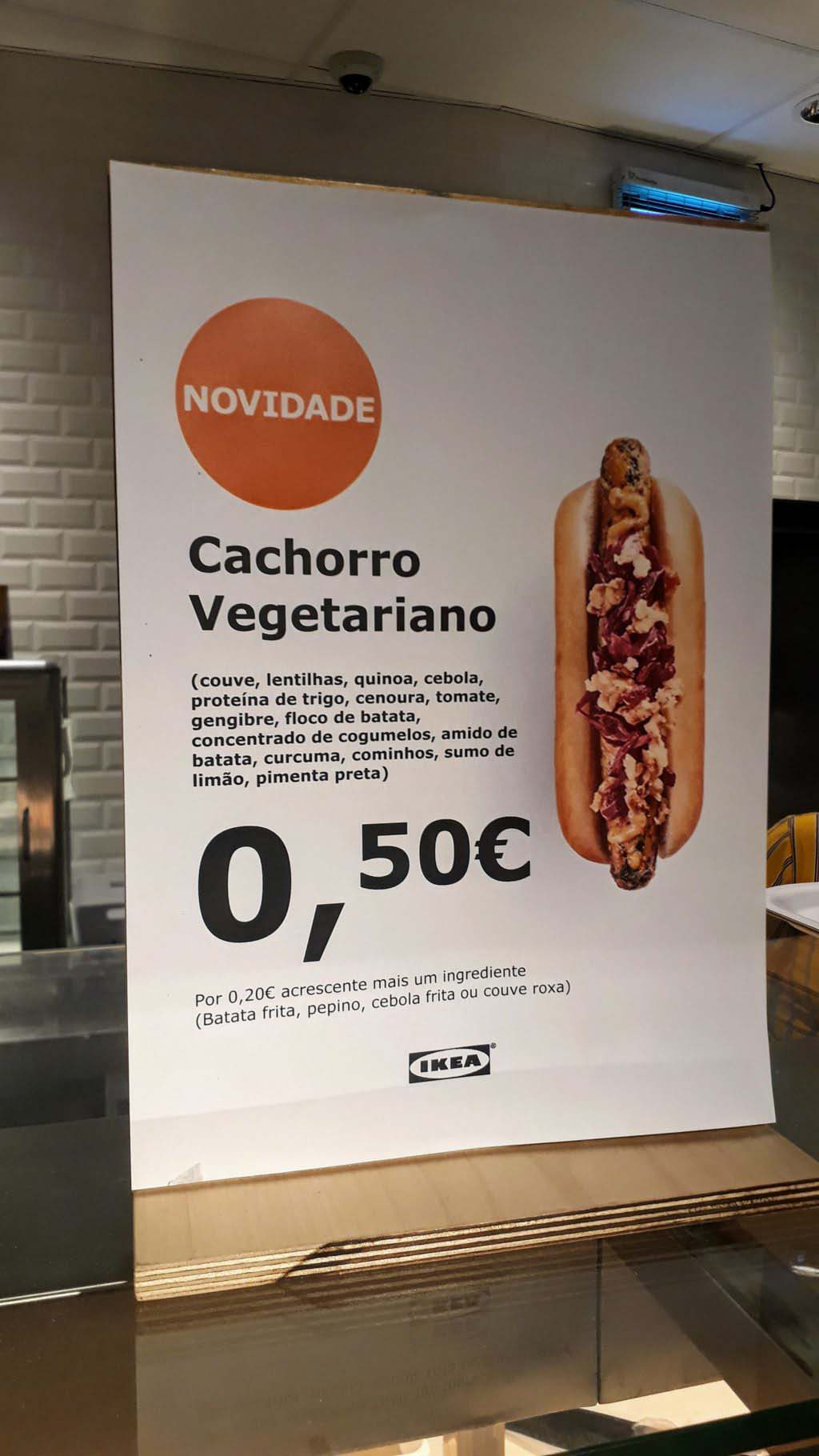 Vegan hot dog at IKEA in Portugal for 50 cents