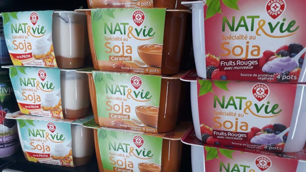 Own brand Nat & Vie soy puddings and yoghurt