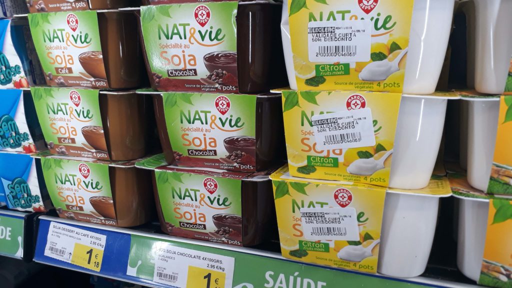 Own brand Nat & Vie soy puddings and yoghurt