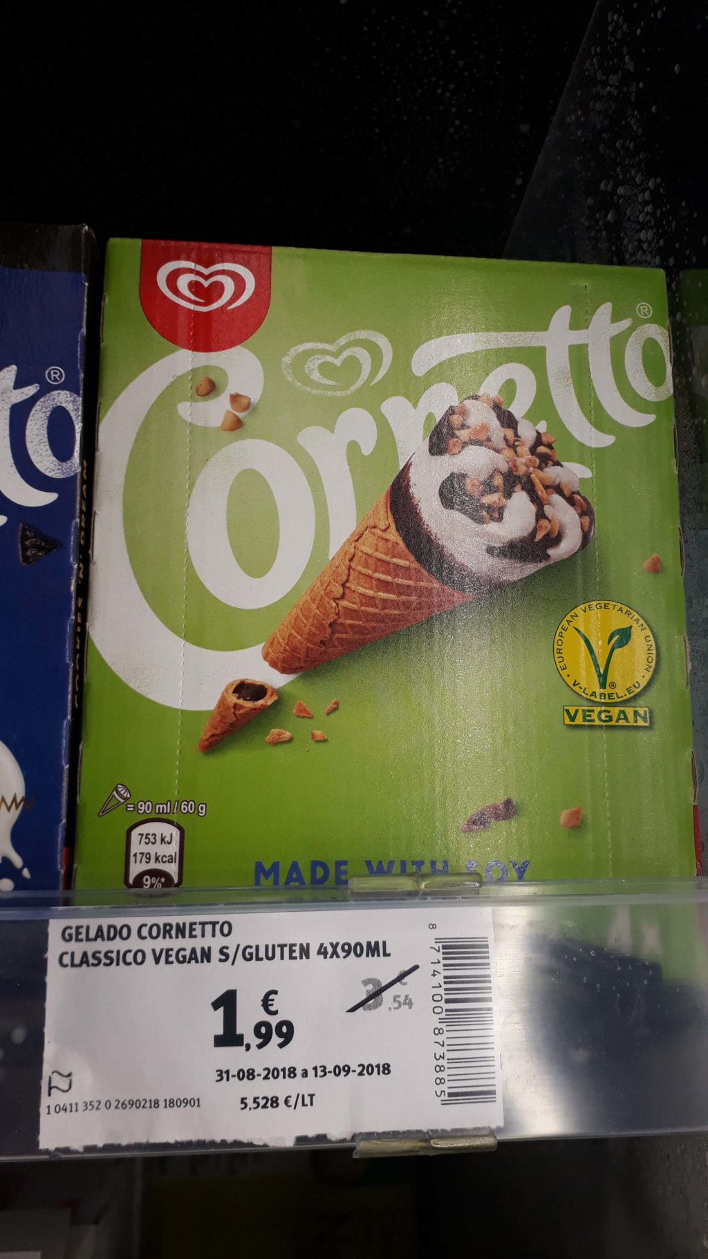 Vegan and gluten-free cornetto ice cream