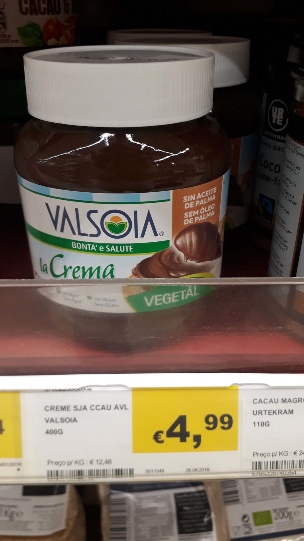 Chocolate spread from Valsoia without palm oil